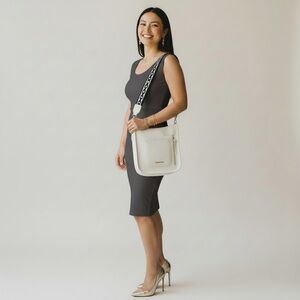 Montana West White Crossbody Bag Studded Pocket Adjustable Strap Purse